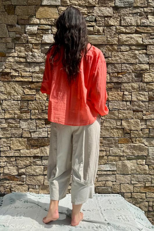 Shayle Indian Cotton Smock Shirt Watermelon